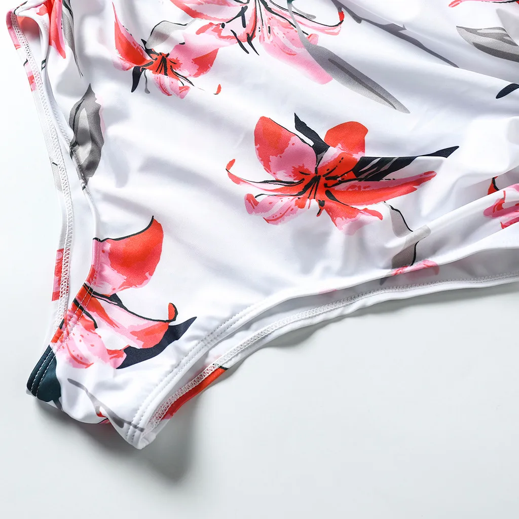 Женский купальник для беременных с цветочным принтом и оборками цельный пляжный