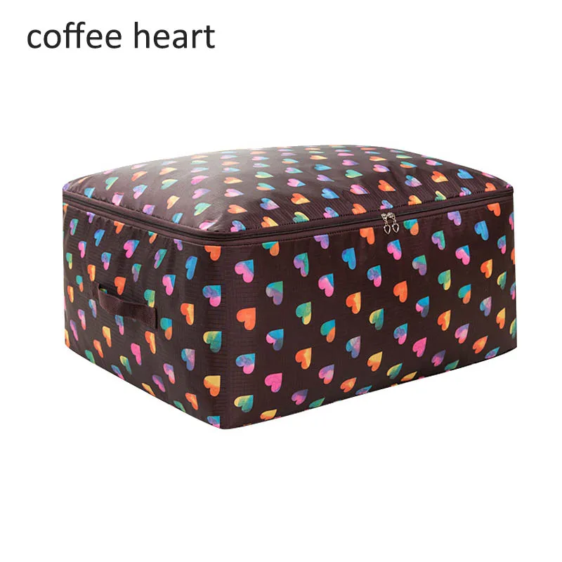 coffee heart Складной Домашний Органайзер, шкаф для одежды, одеяло, багажные сумки, моющиеся, ткань Оксфорд, многофункциональное стеганое одеяло, сумка для хранения - Цвет: coffee heart