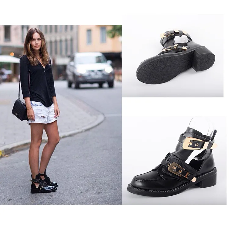 Ботинки женские короткие грубые водонепроницаемые с вырезами 40-2019 |