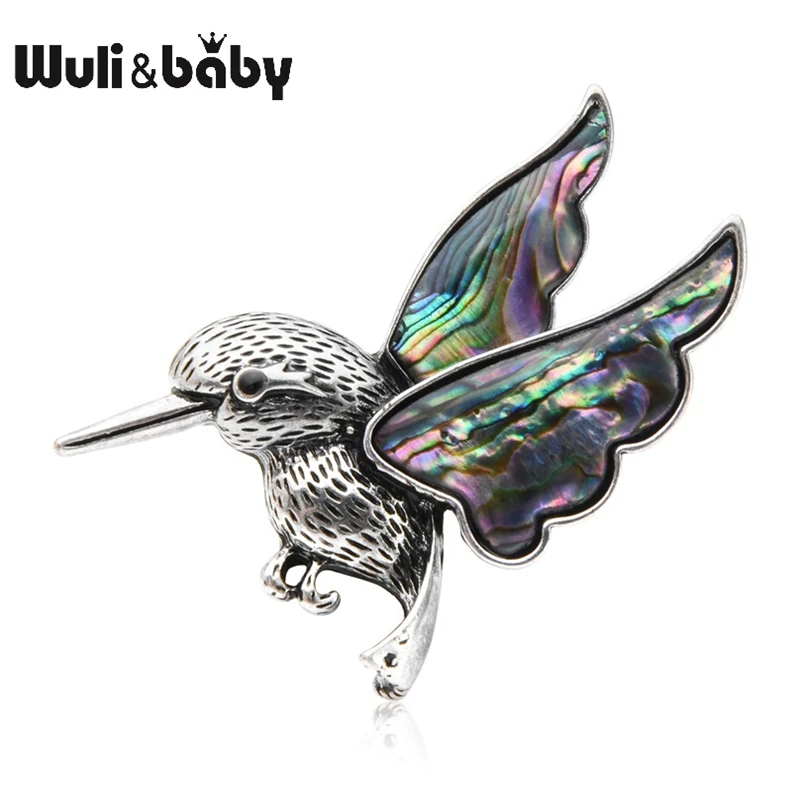 Wuli & baby Humming Bird Женская Брошь на булавке натуральная Морская ракушка подарок