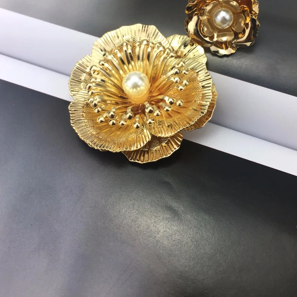 Женские Висячие серьги MANILAI винтажные из сплава с большим цветком и имитацией