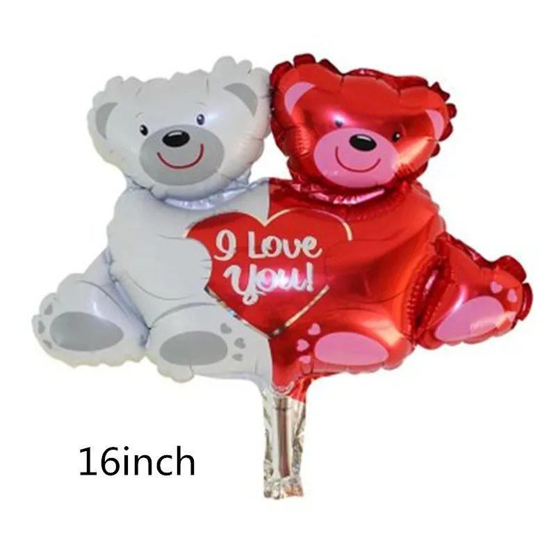 16 inch Воздушные шары в виде медведя I Love You, воздушные надувные шары, украшение, фольгированный шарик, мультфильмы, украшение на день рождения, свадьбу, Детские Подарочные игрушки - Цвет: 16 inch