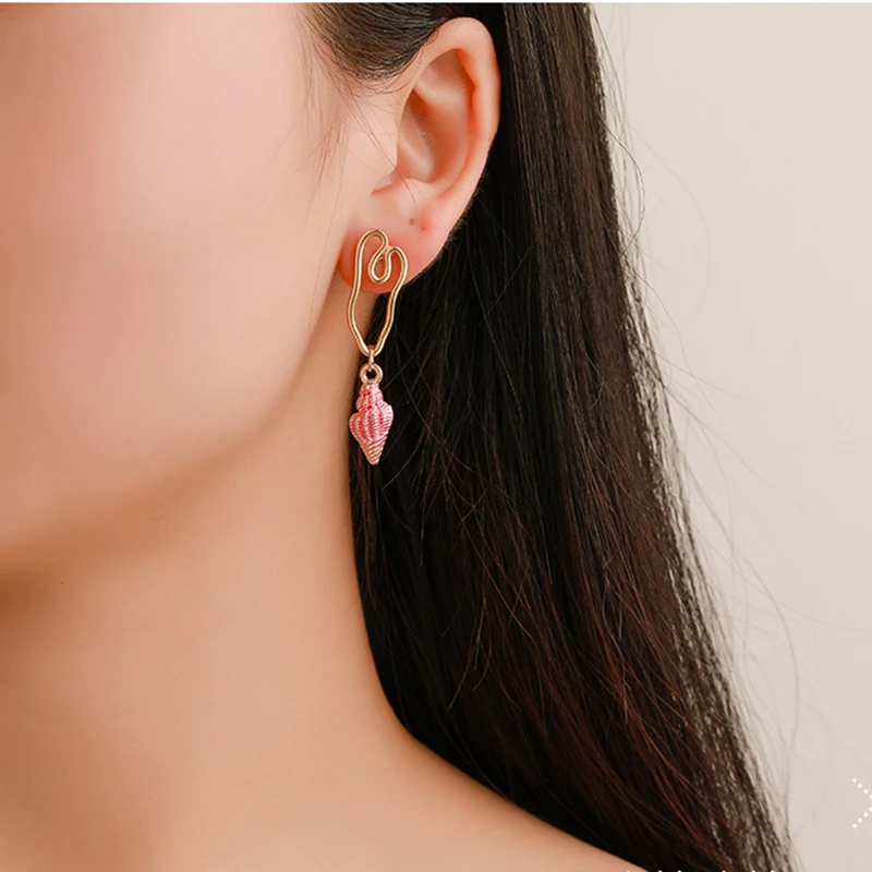 2019 корейские серьги золотого цвета в форме ракушек необычные металлические