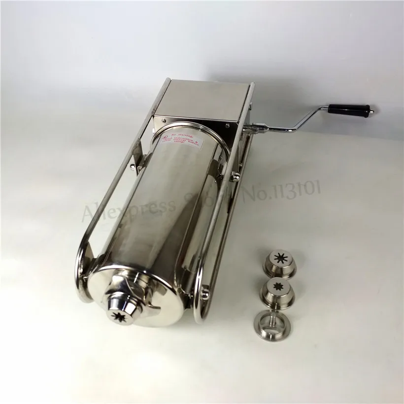 Горизонтальная ручная 7L колбасный шприц Нержавеющая сталь испанские Чуррос