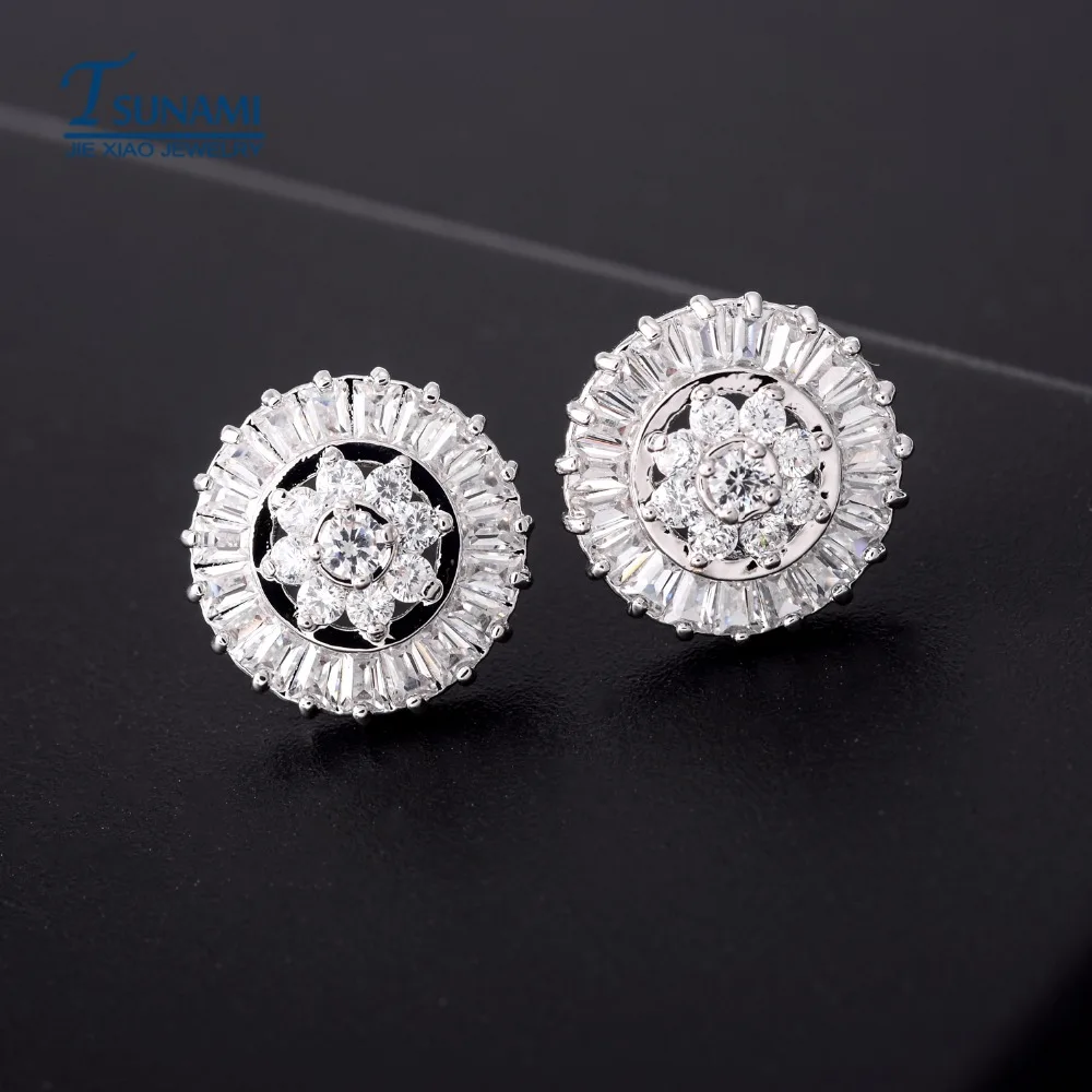 A famous brand of zircon earrings for women/girls An ear nail the round ladder ER-107 | Украшения и аксессуары