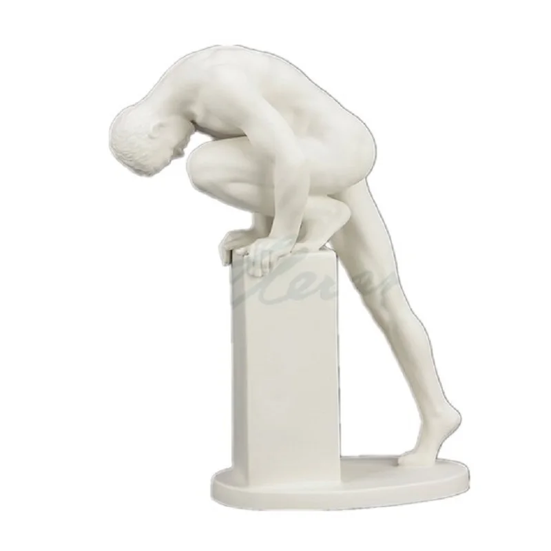 

Modern Body Art Nude Male Sculpture Abstract Boy Statue Character Gay Figurine Thinker Matt Glaze Ceramic Home Decoration R1752