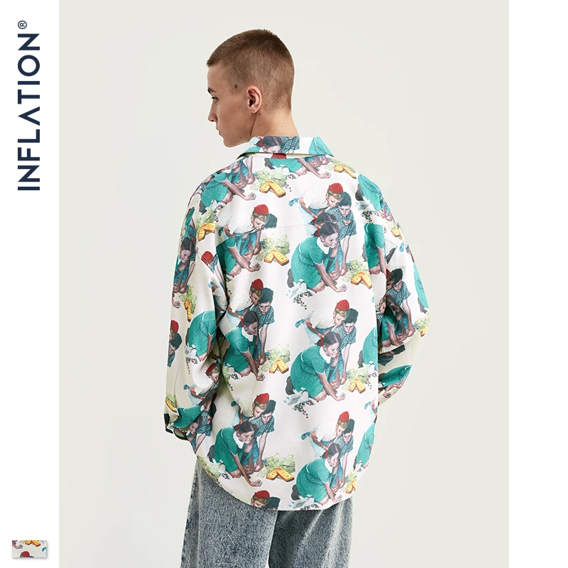 Мужская рубашка INFLATION свободная с цифровым принтом и длинным рукавом 92145W для