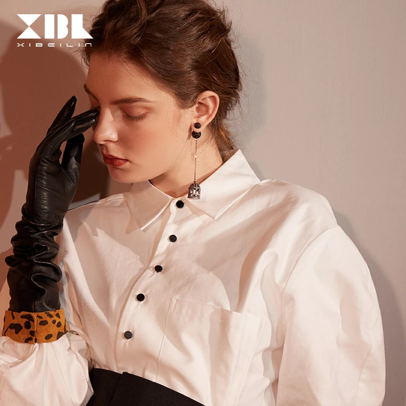 925 Серебряная игла новые черные асимметричные серьги для женщин полые клетки