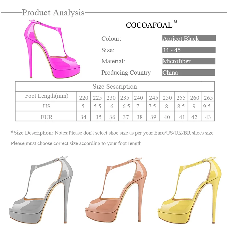 Женские сандалии COCOAFOAL с открытым носком на каблуке 16 см большие размеры 33 43 серый
