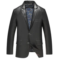 genuine sheepskin men leather coat turn down collar slim male formal black jacket men natural leather overcoat 4xl