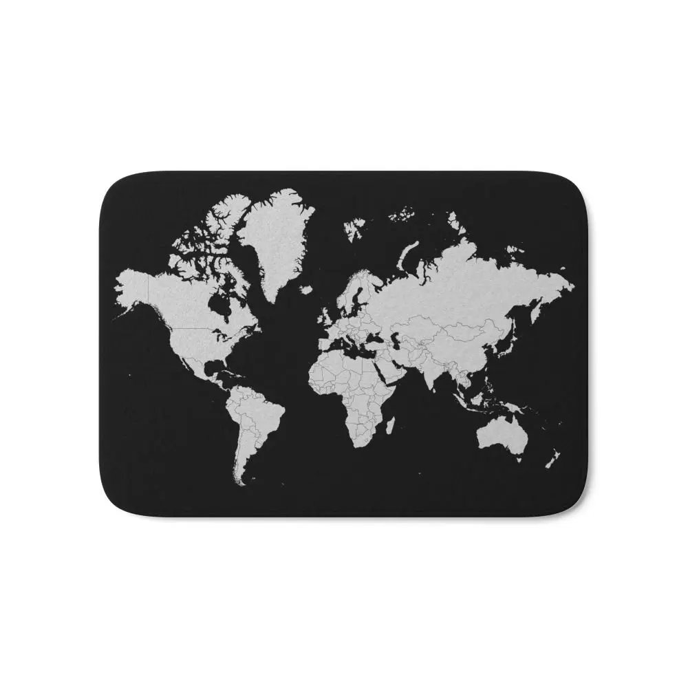 Минимализм карта мира серый на черном фоне дверной коврик для спальни гостиной