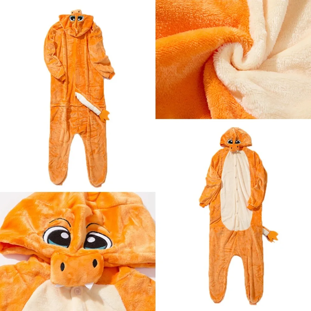 Унисекс пижамы с животными для взрослых Onesie Fire Dragon Bear ободок с ушками кошки, тигра коровы фланелевые Мультяшные милые теплые зимние пижамы для косплея