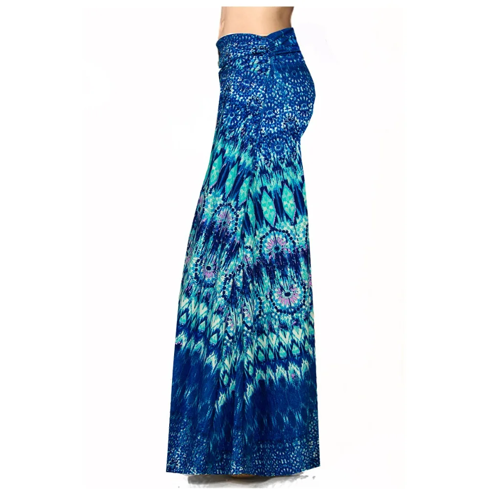 2018 Женская юбка с высокой талией и цветочным принтом в полоску очень мягкая макси