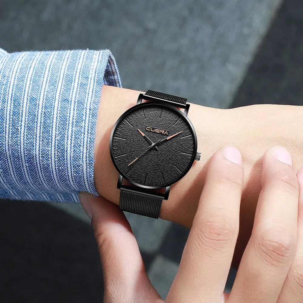 Мужские наручные часы CUENA повседневные спортивные кварцевые из нержавеющей