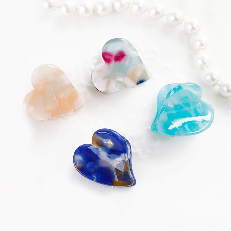 Mini New Hot Selling Scrub Crabs Heart Shape Hair Clips For Girls Children Barrettes Acrylic Accessories Claw Clip | Аксессуары для
