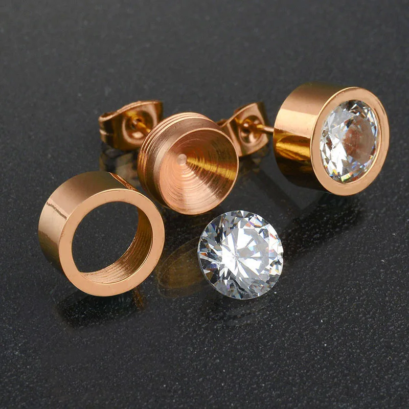 Женские серьги-гвоздики из нержавеющей стали с фианитом 7 цветов | Украшения и