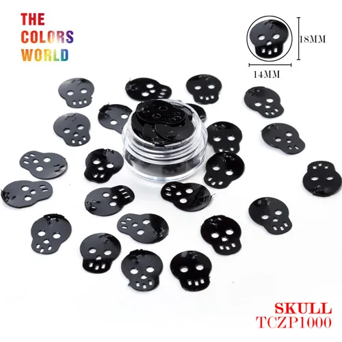Black Skull 50g TCT-195 Хэллоуин блестки большой размер Хэллоуин Праздник ведьма украшение призрак боди-арт ручная работа DIY Facepainting ремесла украшения - Цвет: Black Skull 50g