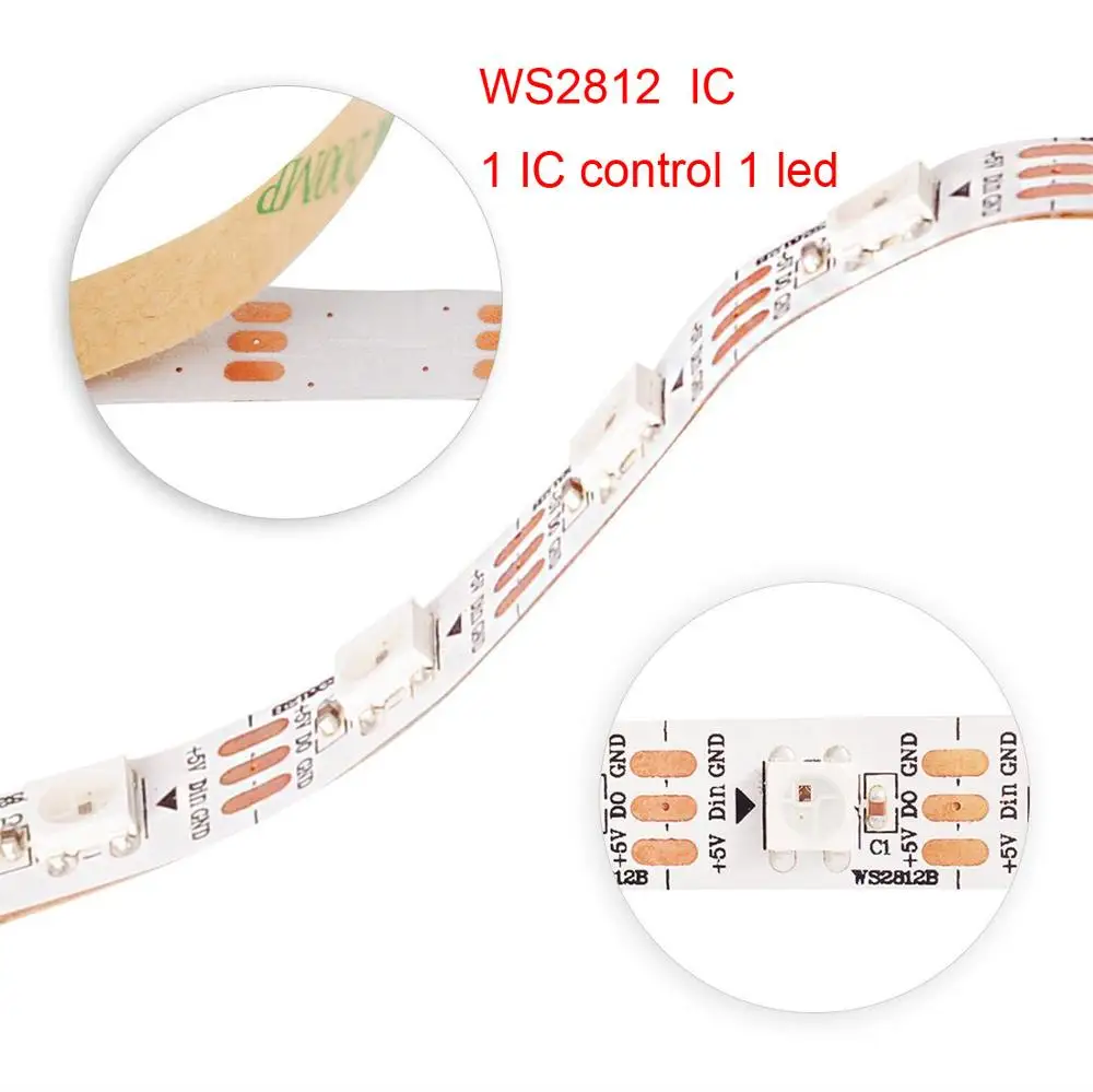 DC5V WS2812 IC Полный Цвет RGB Светодиодные ленты светильник адресуемых программируемый WS2811 WS2812 IC 5050 5/12V DIY украшения праздника лампа лента 30/60 PIX - Испускаемый цвет: DC5V WS2812 IC