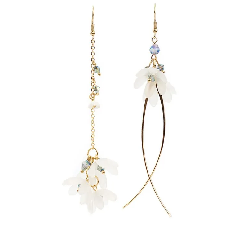 Корейские длинные серьги с кисточками и белыми цветами для женщин 2019