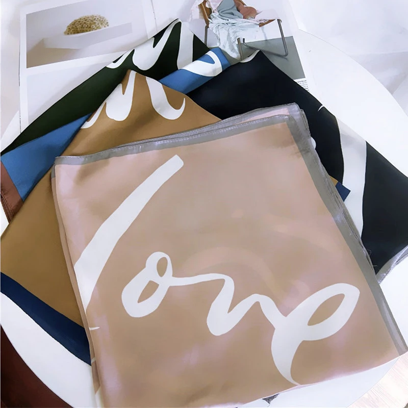 Модный женский квадратный шарф с буквенным принтом шелковая шаль шарфы платок на