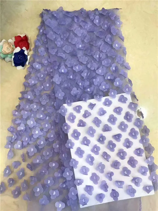 Светло-серый 2018 Высокое качество африканская кружевная ткань 3D Цветы Тюль новый