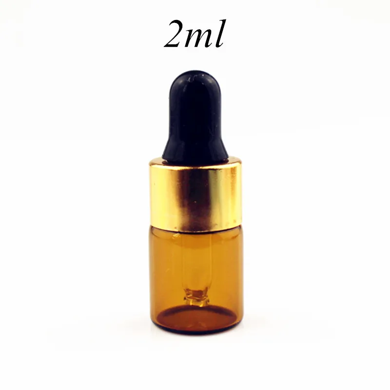 2ml gold black 10 шт./лот 1 мл 2 мл 3 мл 5 мл янтарная стеклянная бутылка-капельница пустые бутылки для эфирного масла капельница Многоразовые прозрачные стеклянные флаконы - Цвет: 2ml gold black