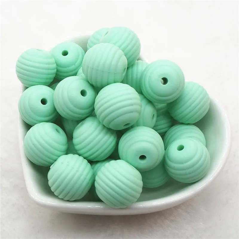 Mint Chenkai 20 шт. силиконовые спираль Прорезыватель бусины DIY Детские Соска для купания манекен Прорезыватель для зубов Монтессори сенсорными ювелирных изделий игрушечный бисер - Цвет: Mint