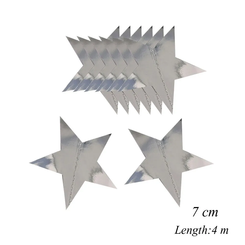 7cm Silver Star 3 1 компл. Золото серебро звездный баннер блестящая бумага гирлянды сердце для детей детский душ с днем рождения Свадебная вечеринка украшения поставки - Цвет: 7cm Silver Star 3