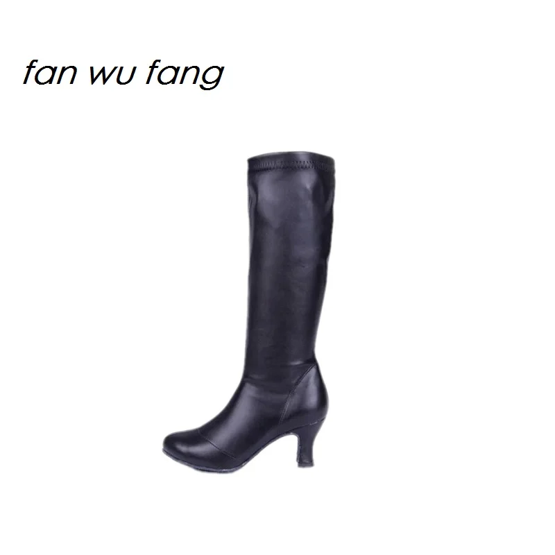 Fan wu fang/2017 г. новые ботинки для латинских танцев из PU искусственной кожи на высоком