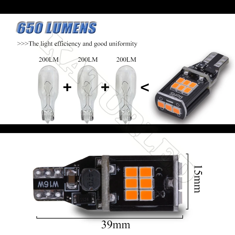 Светодиодная лампа T15 для заднего хода 2 шт. запасной светильник W16W 912 921 Led 2835 SMD чип