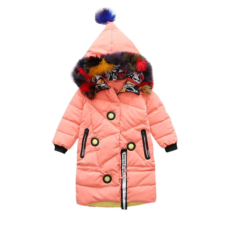 

2018 Winter New Girls Middle School Children Korean Pointed Hat Thickened Zipper Long Girls Down Cotton Coats