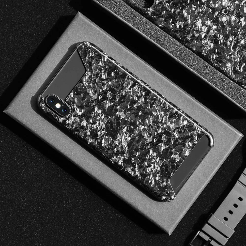 Стиль настоящий кованый чехол из углеродного волокна для iPhone X XS XR крышка четыре стороны защиты для iPhone XS Max Чехол-серебро и золото