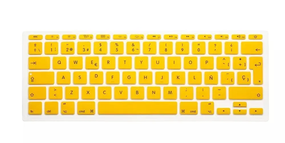 Новые силиконовые испанские буквы крышка клавиатуры для Macbook Air 11,6 дюймов A1465 A1370 протектор для Macbook испанская клавиатура Испания ЕС - Цвет: Yellow
