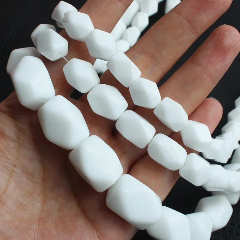 Граненые белые фарфоровые прямоугольные бусины 15 дюймов на нитку|bead strands|strand