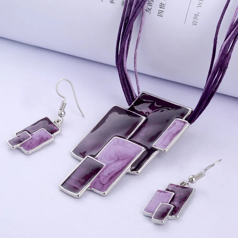 Женский комплект из колье серёг и с кожаным шнурком|necklace earring set|fashion jewelry setjewelry sets |