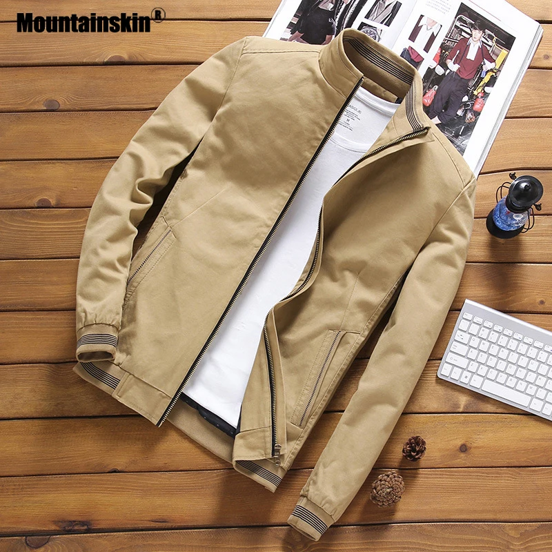 Mountainskin Jackets Mens Pilot Bomber Jacket Male Fashion Baseball Hip Hop Streetwear Coats Slim Fit Coat Brand Clothing SA681