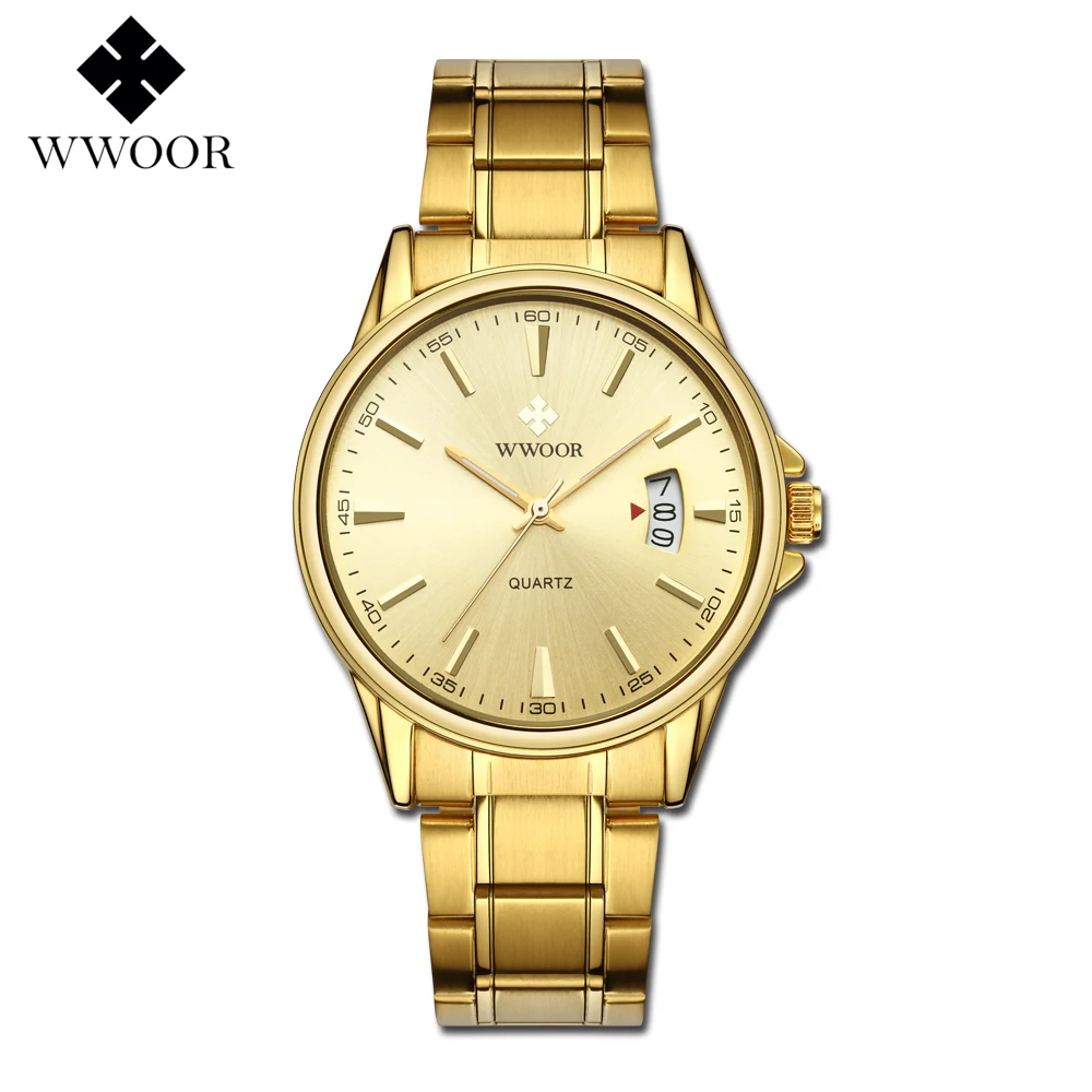 Мужские наручные часы Hodinky Relogio Masculino золотые водонепроницаемые из нержавеющей