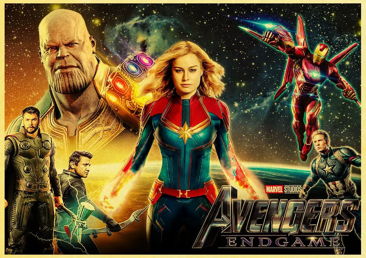 E142 Постер из крафт-бумаги с героями фильма Marvel, Мстителями, супергероями, ретро постером и принтами, наклейка на стену для кафе и комнаты, художественная живопись - Цвет: E142