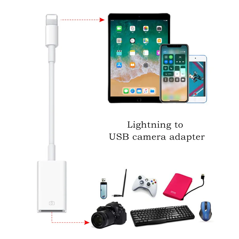 Allvcover USB OTG адаптер для iPhone X 8 Plus синхронизации данных разъем Lightning Usb 3 0 камера Reader