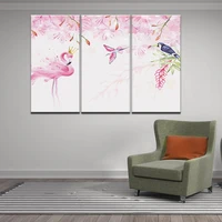 romantic flower animal bird pink flamingo canvas painting wall art home decor living room picture hd print poster mural artwork