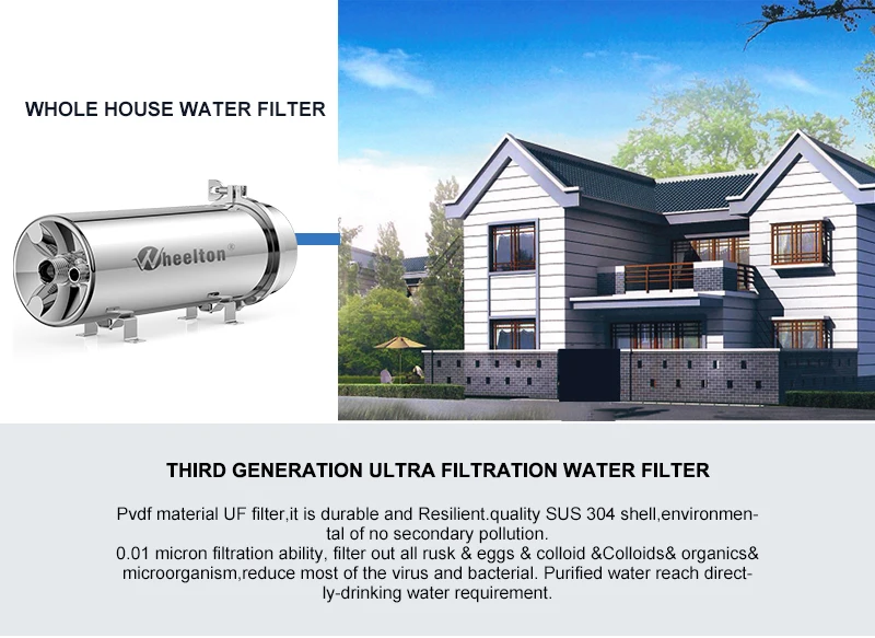 Wheelton PVDF UF очиститель воды весь дом ultration фильтр для воды 0,01 мкм фильтры 3500л/ч SUS304 питьевая вода(база на municip