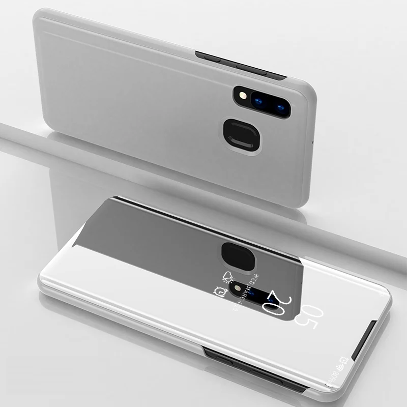 Роскошный чехол для samsung A20, зеркальный флип-кронштейн, чехол s для samsung Galaxy A10 A20 A30 A40 A50 A60 A70, жесткий защитный чехол для телефона - Цвет: Silver