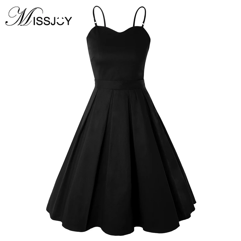 Платье MISSJOY женское черное на бретелях-спагетти милое Бандажное элегантное