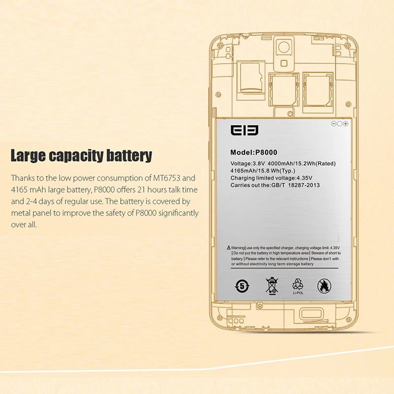 4000 mAh Батарея Elephone P8000 Восьмиядерный Dual SIM оригинальный Android-смартфон мобильного