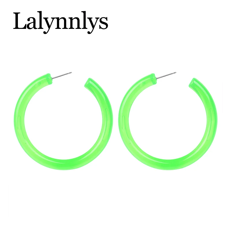 Lalynnlys 4 цвета новые уникальные неоновые цветные серьги-кольца для женщин и девочек флуоресцентные красные желтые модные круглые серьги ювелирные изделия