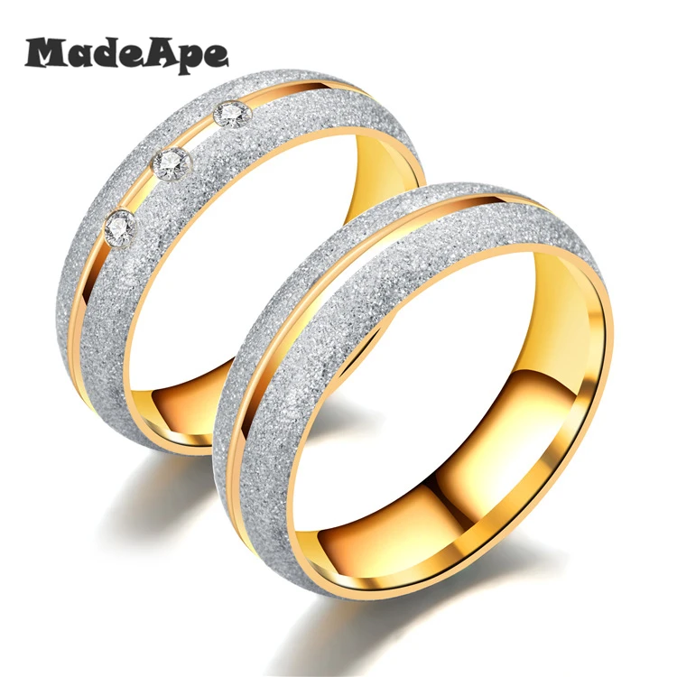 MadApe новые полые кольца для пар золотого цвета из нержавеющей стали обручальное