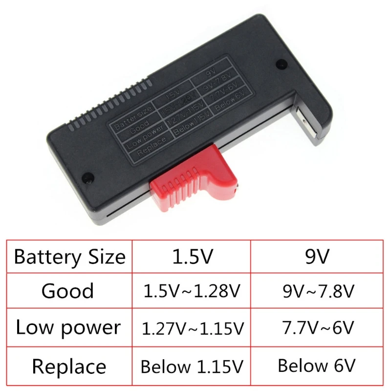 

BT168D Digital Battery Capacity Tester LCD for 9V 1.5V AA AAA Cell C D Batteries digit indicates power level
