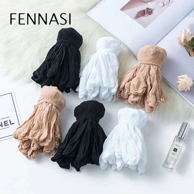 Женские летние шелковые носки прозрачные короткие по щиколотку белые дышащие