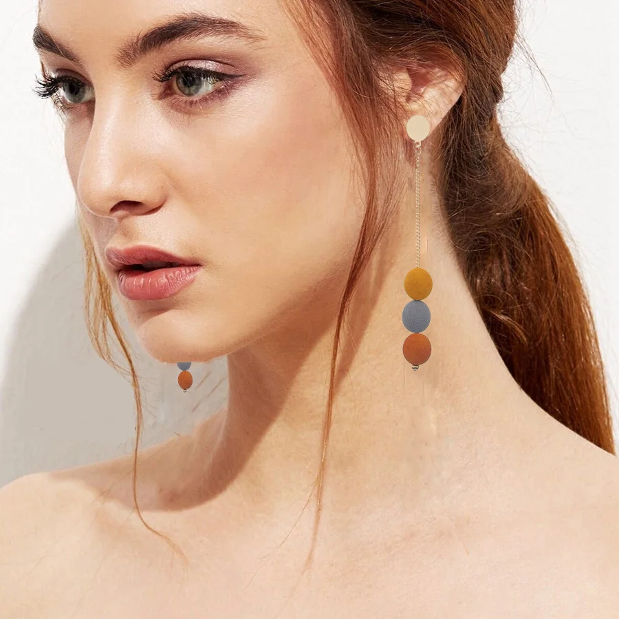 Женские Висячие серьги с кисточками длинные деревянные в Корейском стиле