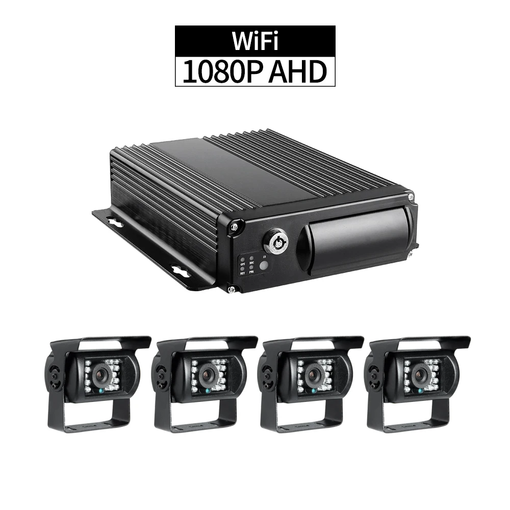 Комплект мобильного видеорегистратора с дистанционным WiFi двойной SD 256G 4CH 1080P